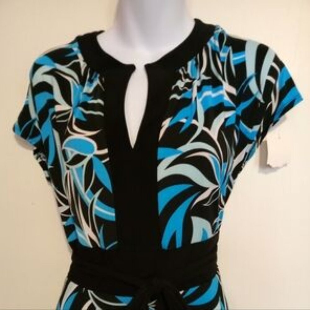 Perceptions Black and Blue Patterned Blouse - image 3